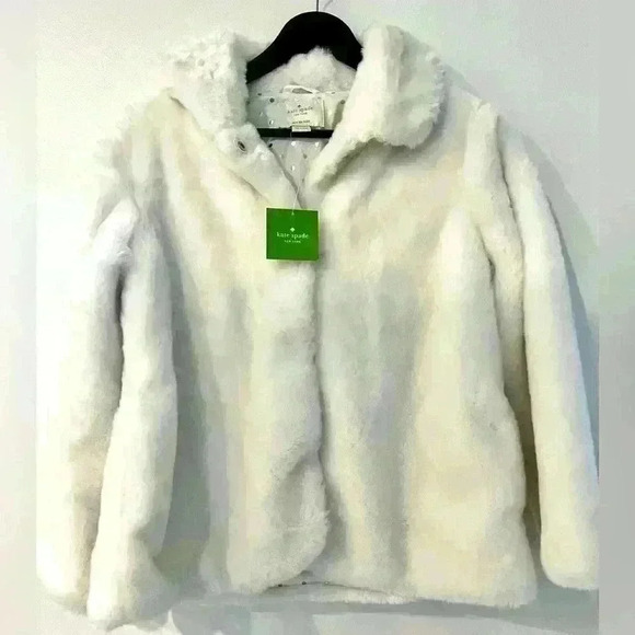NWT! Kate spade Girl’s white faux fur coat. Size 12y - Picture 1 of 7